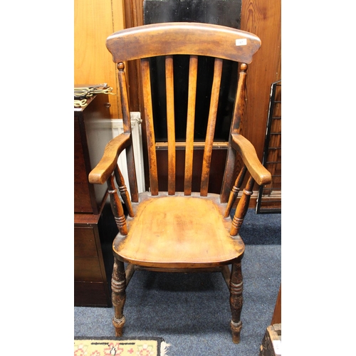 767 - Late Victorian slat back armchair.