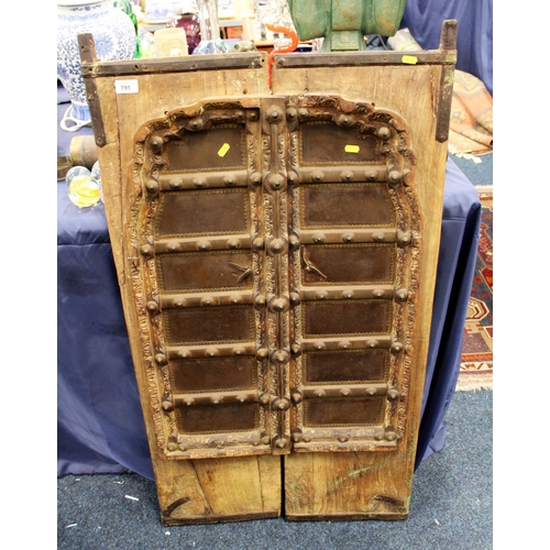 791 - Pair of North African or Indian wooden window shutters, 112cm high.