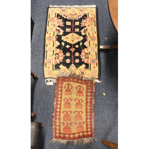 800 - Turkish prayer rug, 90cm x 60cm, and another prayer rug.