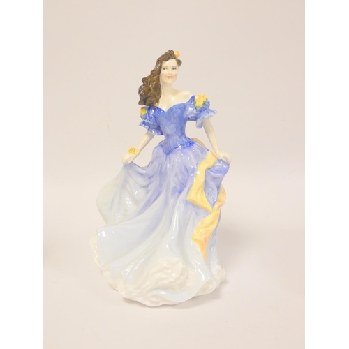 156 - Five Royal Doulton figurines including Coralie and Fleur.