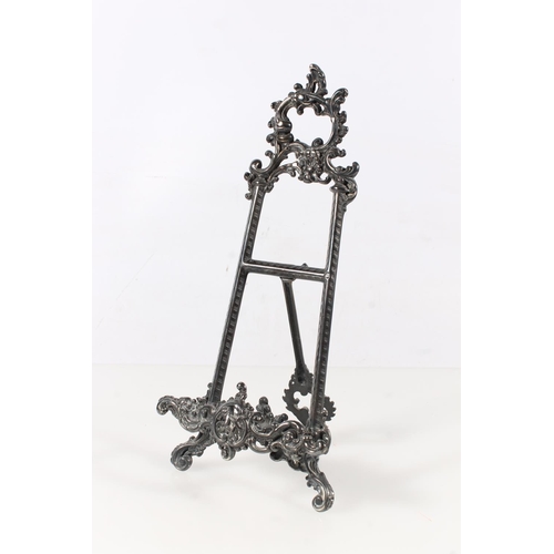 10A - Silver plated easel, H32cm.