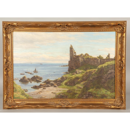 363 - John James Bannatyne RSW (Scottish 1835-1911)'Dunure Castle'Gilt framed oil on canvas, signed lower ... 