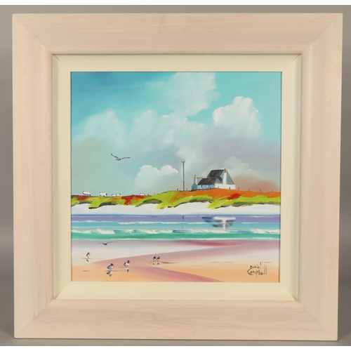 472 - Daniel Campbell (Scottish Born 1951)Framed oil on canvasBeach Scene with cottage and gullssigned low... 