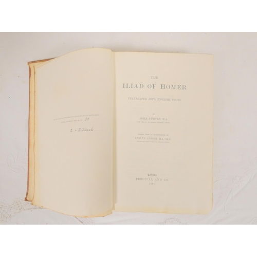 22 - PURVIS JOHN (Trans).  The Iliad of Homer. Ltd. ed. 39 of only 75 on handmade paper. Large 8vo. Cloth... 