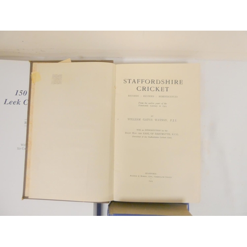9 - WATSON W. G.  Staffordshire Cricket. Orig. brown cloth. 1924; also Tipper, Recollections &... 