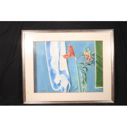 315 - EDWARD GAGE MBE RSW PSSA (Scottish, 1925-2000) *ARR* Amaryllis and Lily Watercolour, signed and date... 