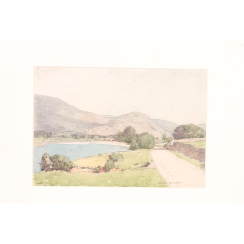 325 - GEORGE HOUSTON RSA RSW RI (Scottish, 1869-1947) Untitled - road by a loch Watercolour, signed lower ... 