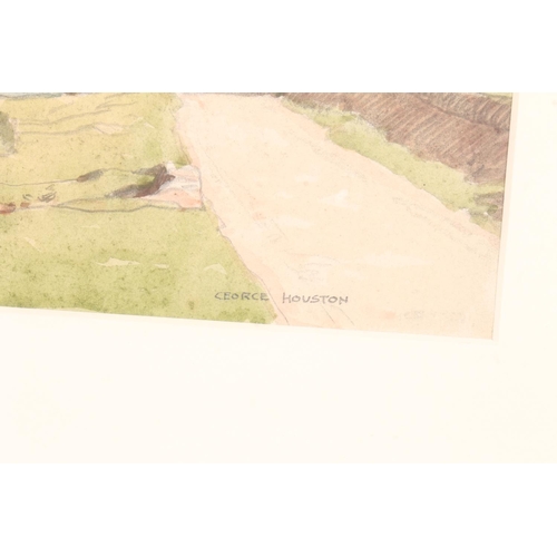 325 - GEORGE HOUSTON RSA RSW RI (Scottish, 1869-1947) Untitled - road by a loch Watercolour, signed lower ... 