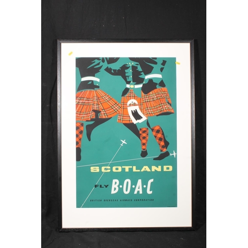 335 - British Overseas Airways Corporation, a BOAC poster print 'Scotland Fly BOAC', 74cm x 49cm.