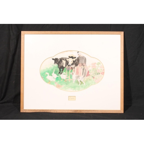 396 - ALEXANDER GOUDIE (Scottish, 1933-2004) *ARR* Plate Design - Rural Idyll Watercolour, signed lower mi... 