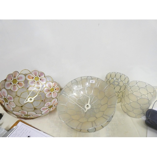 202 - Box of shell, ceiling lamp shades.