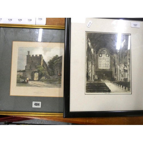 107 - B. Bainbridge pencil signed etching and Prudhoe castle.