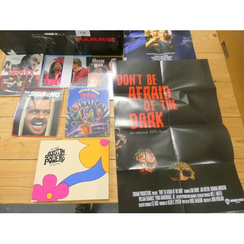 116 - Box of film posters and ephemera, dvd's trading cards etc.