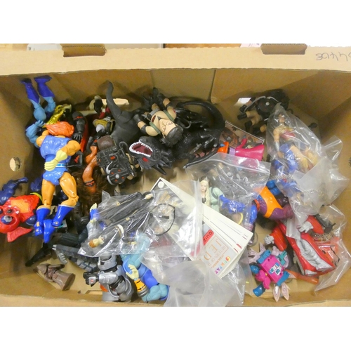 119 - Large box of action figures to include Lord of the Rings, Harry Potter, ThunderCats etc.