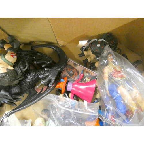 119 - Large box of action figures to include Lord of the Rings, Harry Potter, ThunderCats etc.