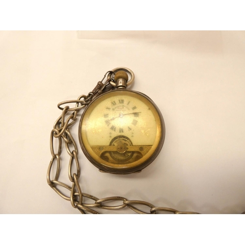 138 - Silver Hebdomas pocket watch.100g. gross George Stockwell case.