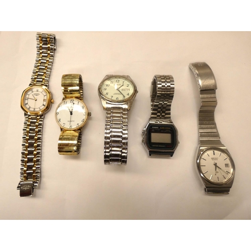 139 - Five vintage fashion watches to include Seiko, Casio Lorus, Rotary etc.