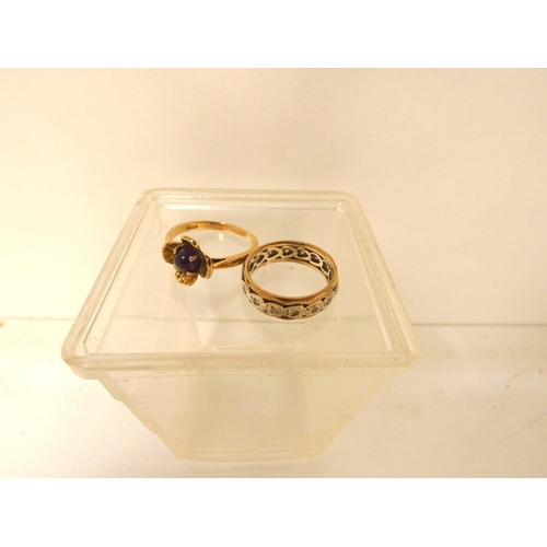 145 - 9ct. gold eternity ring and 9ct. dress ring, gross weight 6g.