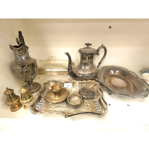 159 - Collection of EPNS to include wine ewer, water pot etc.