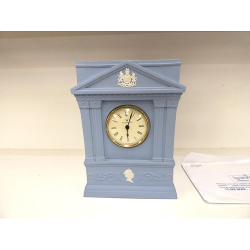 167 - Wedgwood blue jasper ware Golden Jubilee commemorative clock.