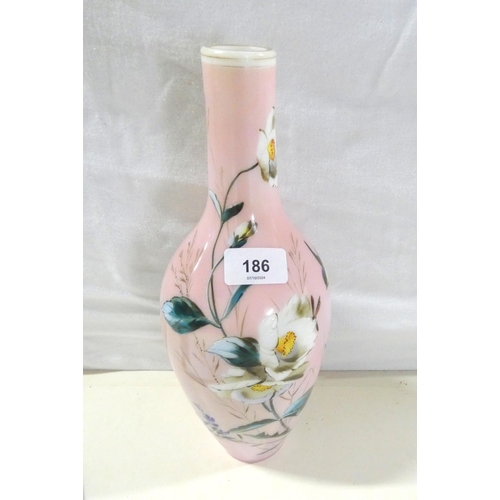 186 - Large glass floral baluster vase.H.35cm