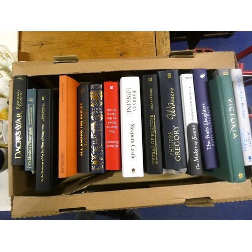 203 - Two boxes of modern books to include S J Sanson.