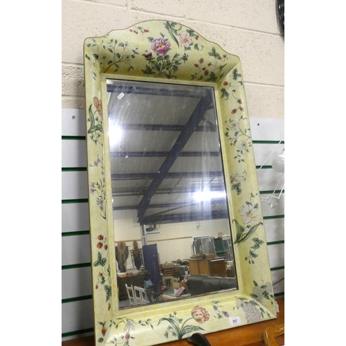 207 - Large modern floral wall mirror.H.100cm x W.55cm