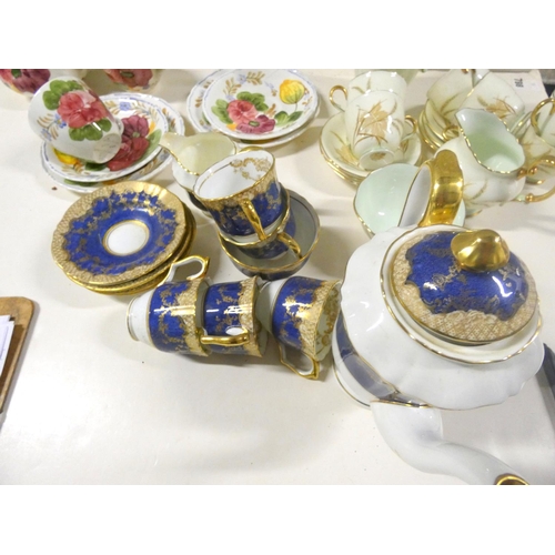 208 - Collection of decorative tea ware to include Belle Fiore Solian ware, Crown Staffordshire, Paragon.