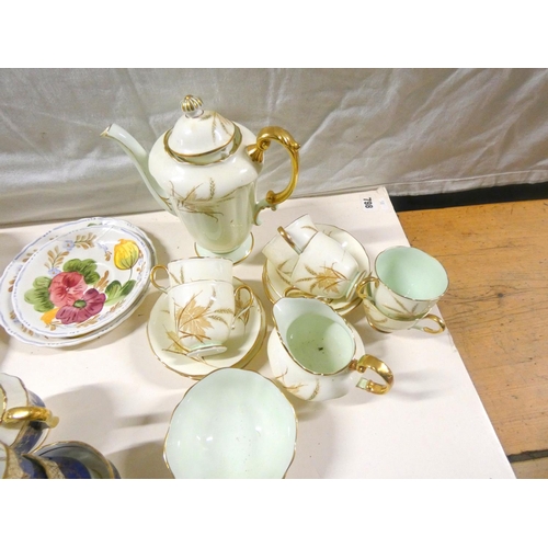 208 - Collection of decorative tea ware to include Belle Fiore Solian ware, Crown Staffordshire, Paragon.