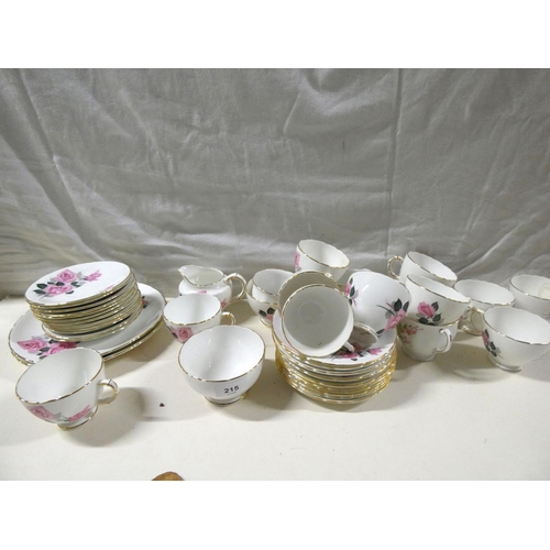 215 - Delphine bone China pink roses tea set.