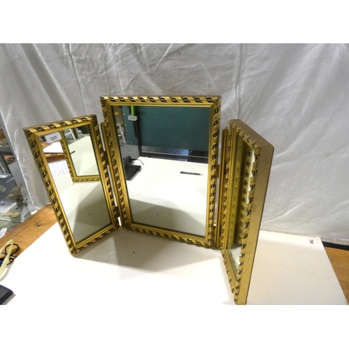 225 - Gilt frame triple dressing table mirror.