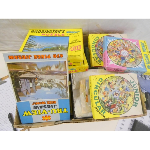 238 - Large box of vintage jigsaws etc.