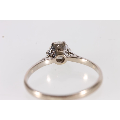 129 - 18ct white gold and diamond solitaire ring, the round brilliant cut diamond on a cathedral setting l... 