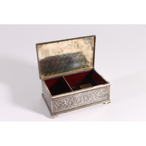 11 - Thai niello silver cigarette box, mid 20th century, the hinged lid decorated with a scene of Wat Pho... 