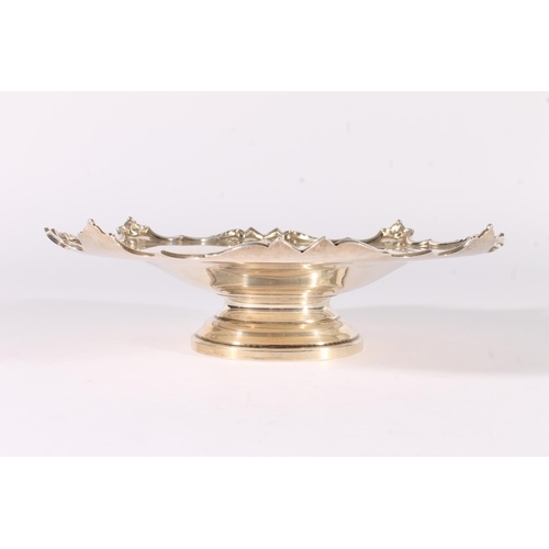 2 - George V silver comport, with shaped rim raised on a stepped round pedestal base, Walker & Hall,... 