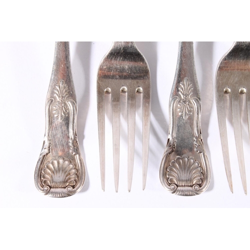 38 - Set of ten Victorian King's pattern silver dessert forks, maker PH, possibly Peter Hay, Edinburgh 18... 