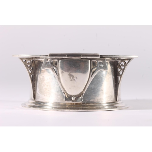 45 - Silver trinket box and cover with pierced floral design by William Hutton & Sons Ltd, probably a... 