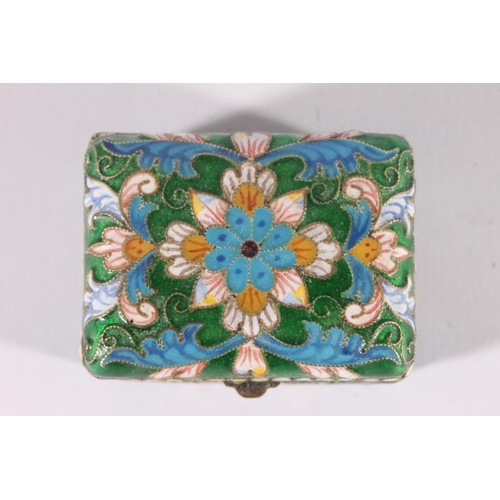 46 - Russian 88 zlotnik grade silver and enamel miniature pill box of casket form, the exterior with cloi... 