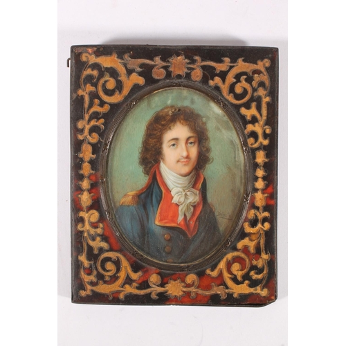 414 - After Claude-Marie Dubufe (Fr. 1790-1864) portrait miniature of a military gentleman, signed Dubufe,... 