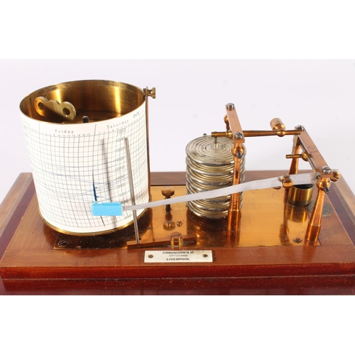 415 - Chadburns of Liverpool Barograph, early 20th century, with seven section vacuum, held within mahogan... 