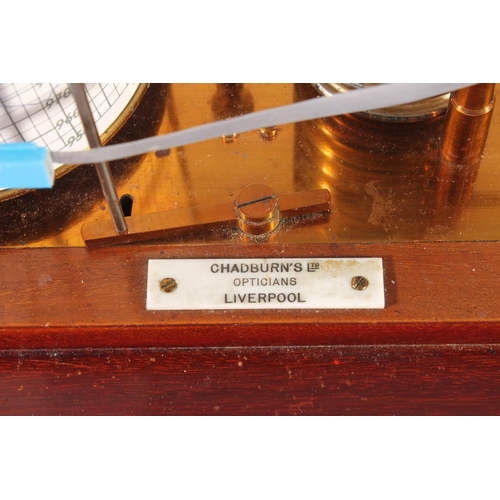 415 - Chadburns of Liverpool Barograph, early 20th century, with seven section vacuum, held within mahogan... 