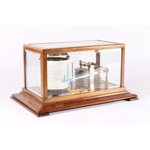 415 - Chadburns of Liverpool Barograph, early 20th century, with seven section vacuum, held within mahogan... 