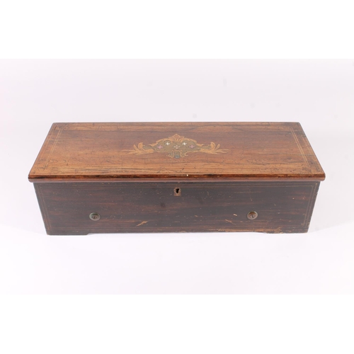 417 - Nicole Freres Swiss cylinder music box, late 19th century, the rosewood case with marquetry inlaid h... 