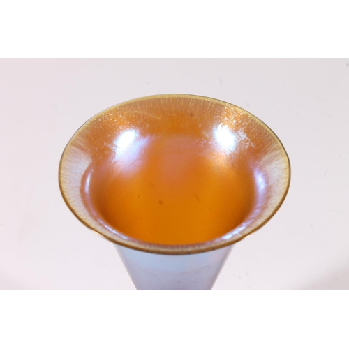 424 - WMF Myra iridescent glass vase, c1930s, the flared rim leading to a trumpet form body on tapered rou... 