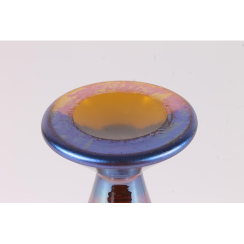 424 - WMF Myra iridescent glass vase, c1930s, the flared rim leading to a trumpet form body on tapered rou... 