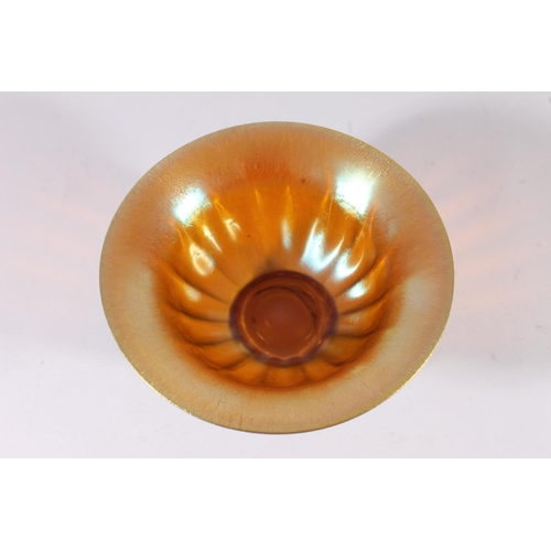 425 - WMF Myra iridescent glass bowl, c1930s, the flared rim leading to a reeded body on a round foot, W18... 