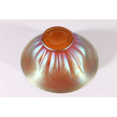 425 - WMF Myra iridescent glass bowl, c1930s, the flared rim leading to a reeded body on a round foot, W18... 