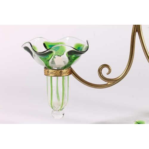 430 - Art Nouveau glass table epergne centrepiece in the manner of Stuart and Sons, c1900, the central bow... 