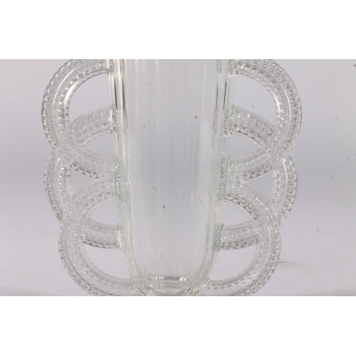 435 - Verlys of Paris, an Art Deco glass vase c1920s, the tapered slice cut body with applied overlapping ... 