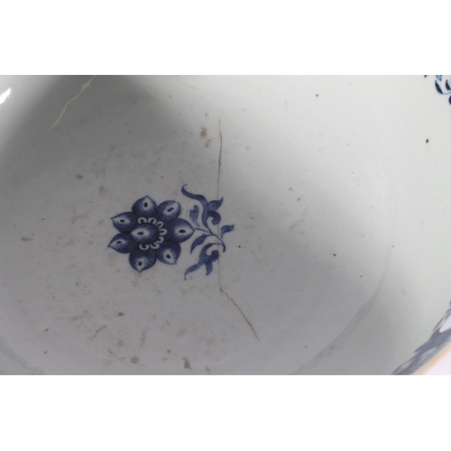 517 - Chinese blue and white porcelain punch bowl, late Qing period, decorated in underglaze blue with a f... 